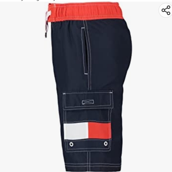 Tommy Hilfiger Swim Trunks with UPF 50+ Sun Protection in Flag Navy Blazer 16/18 - Picture 2 of 10